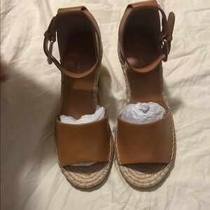 Vince Camuto Tan Espadrille Sandals with Crisscross Straps